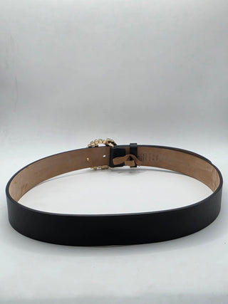 Gucci Black Leather Gold-tone GG Buckle Belt XS sz