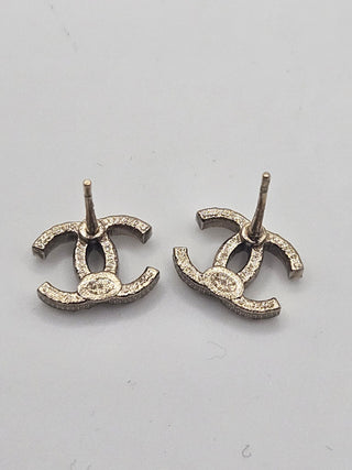 Chanel Gold-tone 2020 Faux Pearl Strass CC Logo Stud Earrings