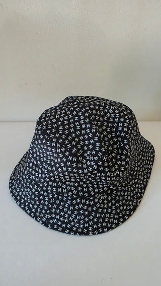 Chanel Black white Interlocking CC Nylon Bucket Hat S sz