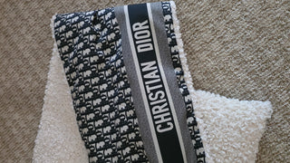 Christian Dior Blue Multicolor Oblique Diorissimo Logo Oversized Scarf