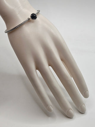 David Yurman Sterling Silver Onyx Châtelaine Bangle Hook Bracelet