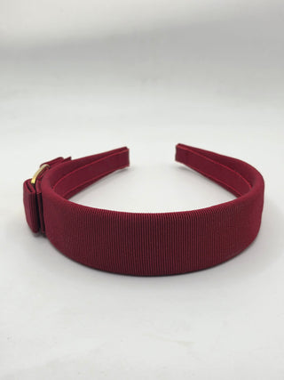 Salvatore Ferragamo Red Gold-tone logo bow headband