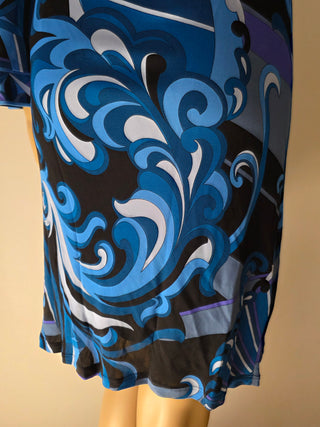 Emilio Pucci Blue Multicolor Signature Print Dress 6 sz