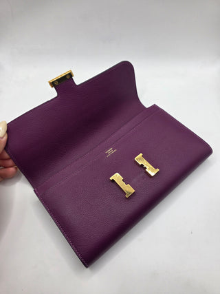 Hermès Purple Leather 2019 Constance Long Wallet