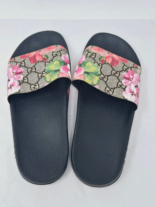 Gucci GG Supreme Monogram Bloom rubber sandals 40 sz