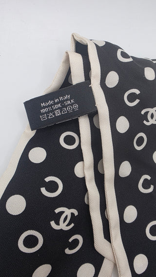 Chanel 2022 Polka Dot CC Hair Scrunchie