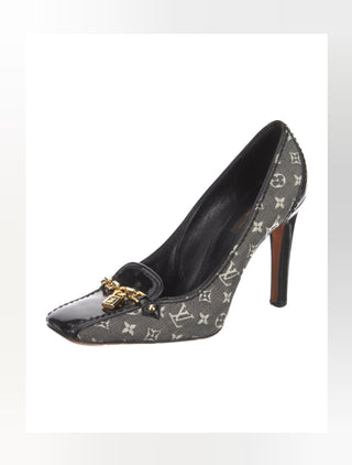 Louis Vuitton Blue Canvas LV Monogram Printed Pumps 39 sz