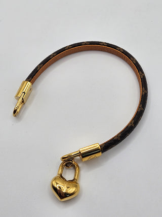 Louis Vuitton Brown Leather Crazy In Lock Charm Bracelet