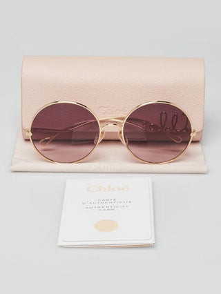 Chloe Goldtone Metal Oversized Round Logo Sunglasses - CH0329S