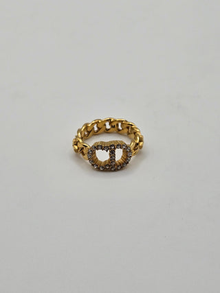 Christian Dior Gold-tone Crystal Clair D Lune Band Ring Size: 6