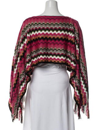 Missoni Red Multicolor Wool Striped Poncho Scarf