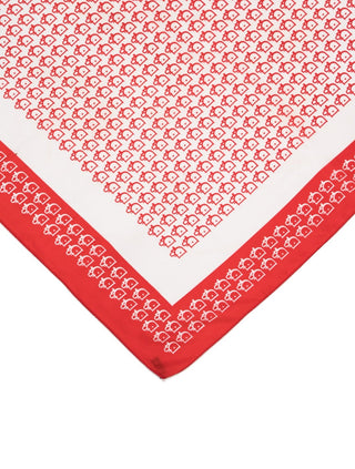 Christian Dior Red White CD Silk Printed Scarf