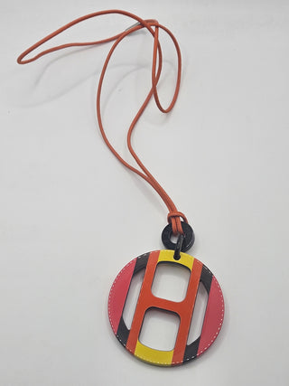 Hermès Red Multicolor H Equipe Pendant Necklace