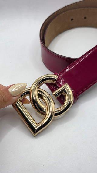 Dolce and Gabana Red patent leather GD logo belt