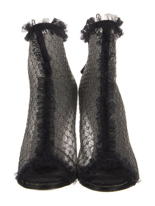 Chanel Black Lace 2012 Interlocking CC Logo Ankle Boots 39 sz