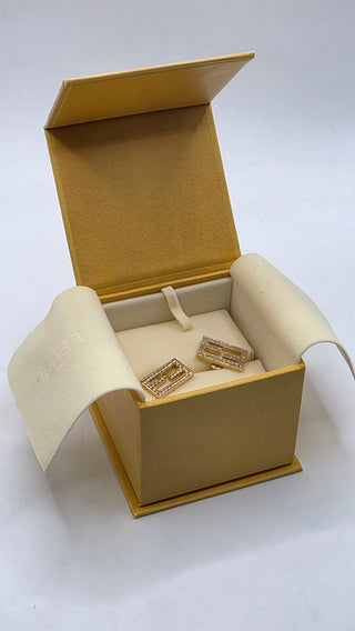 Fendi Gold-tone FF Crystal Baguette Stud Earrings