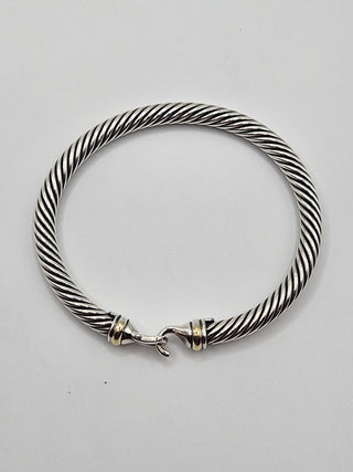 David Yurman Sterling Silver Two-Tone Buckle Classic Cable Bracelet