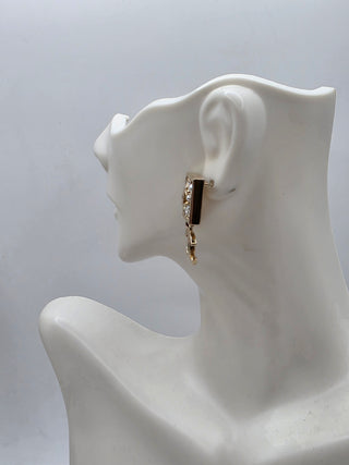 Chanel Gold-tone 2022 Faux Pearl Strass CC Drop Earrings