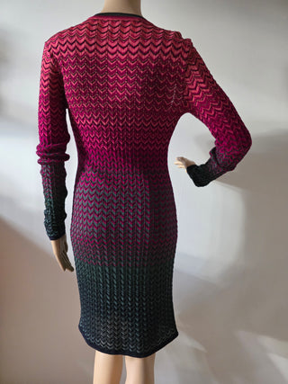 Missoni Red Multicolor long-sleeved striped dress 38 sz