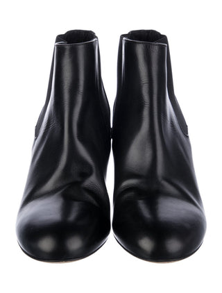 Chanel Interlocking CC Logo Black Leather Chelsea Boots 39 sz