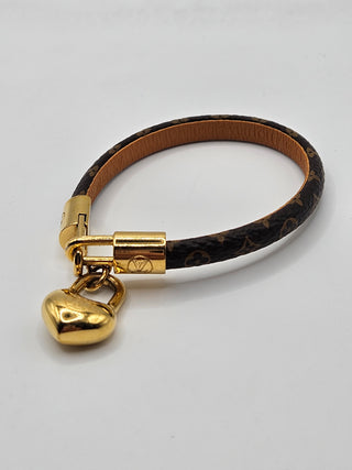 Louis Vuitton Brown Leather Crazy In Lock Charm Bracelet