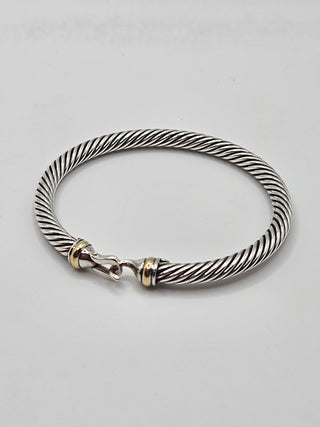 David Yurman Sterling Silver Two-Tone Buckle Classic Cable Bracelet