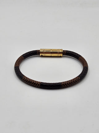 Louis Vuitton brown leather Keep It Bracelet