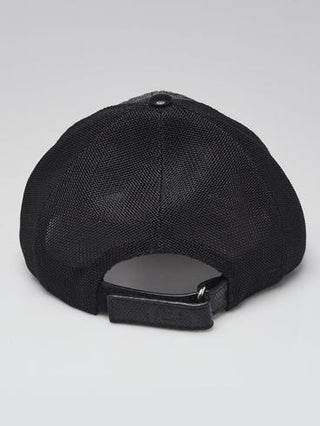 Gucci Black Perforated Leather Mesh GG Baseball Hat S sz
