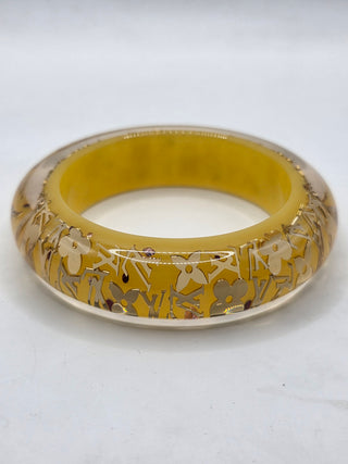 Louis Vuitton Gold-tone Wide lV Charm Inclusion Bangle