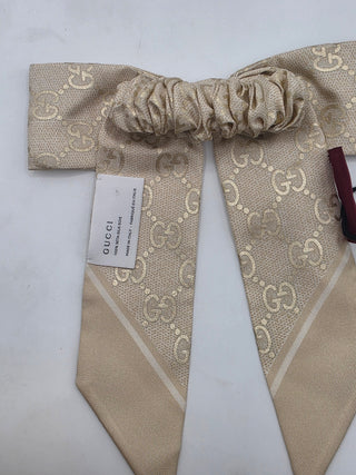 Gucci Light beige Interlocking GG logo hair bow scrunchy