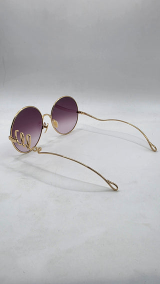 Chloe Goldtone Metal Oversized Round Logo Sunglasses - CH0329S
