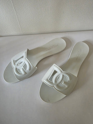 Dolce & Gabbana White DG Logo Rubber Slides 41 sz
