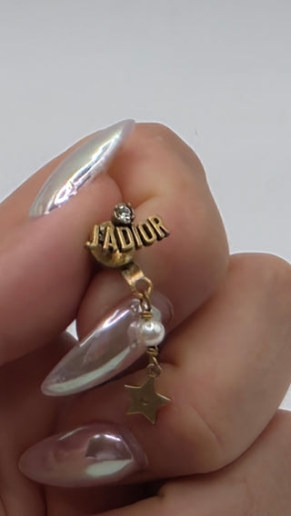 Christian Dior Gold-tone Faux Pearl Crystal J'Adior Drop Earrings