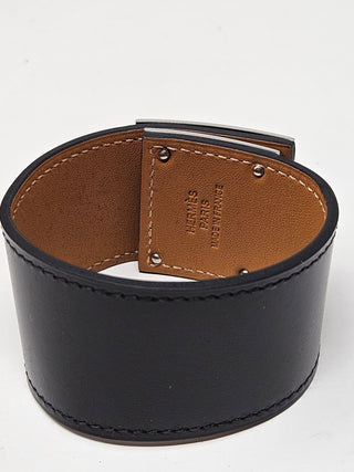 HERMÈS Black Leather Kelly Dog Wrap Bracelet