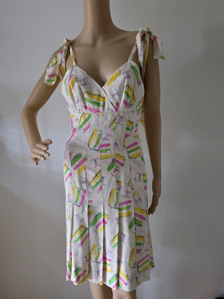 Chanel Multicolor Interlocking CC Logo Summer Knee-Length Dress S sz