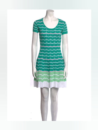 M Missoni Green White Striped Mini Dress S sz