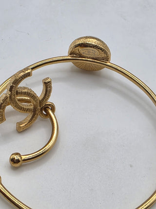 Chanel Gold-tone Interlocking CC 2020 Faux Pearl Hoop Earrings