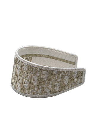 Christian Dior Beige gold Logo patterned canvas wide headband