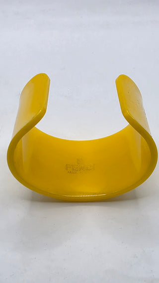Fendi Yellow White Resin FF Logo Cuff Bracelet