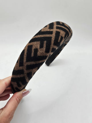 Fendi Brown FF Zucca Logo Pattern Print Headband