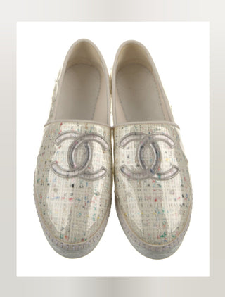 Chanel White 2019 Interlocking CC Logo Espadrilles 40 sz