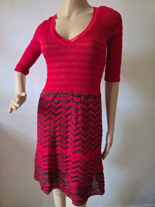 M Missoni Red Striped Long-sleeved Dress US 4 sz