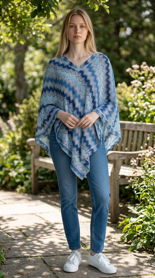 Missoni Mare Blue Multicolor Striped V-Neck Sweater Tunic M sz