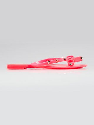 Valentino Pink PVC Bow Rockstud Thong Sandals 40 sz