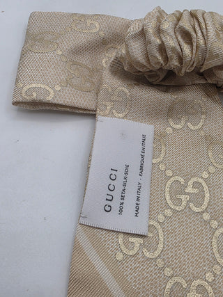 Gucci Light beige Interlocking GG logo hair bow scrunchy