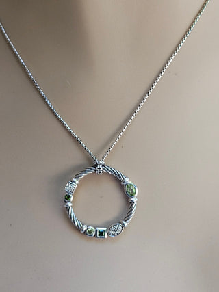 Gorgeous David Yurman Tourmaline, Peridot & Diamond Confetti Pendant Necklace