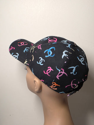 Chanel Black multicolor Interlocking CC Printed Baseball Cap
