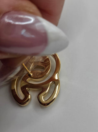 Chanel 2024 Gold-tone white Enamel Interlocking CC logo stud earrings