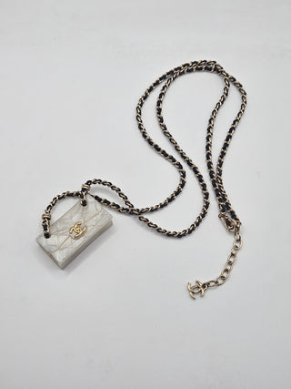 Chanel Gold-tone 2023 Leather Resin CC Purse Pendant Necklace