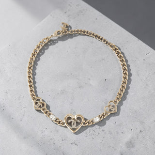 Chanel  Gold-tone Strass Interlocking CC Heart Choker Necklace